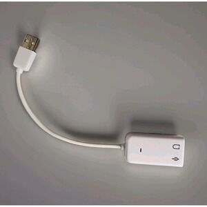 USB Audio Adapter Headset DAC 3.5mm Sound Card Dongle White